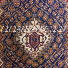 tappeto antico persiano gashgai da salotto fondo blu 236x156 cm tutto lana