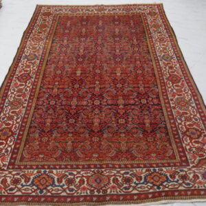 antico tappeto persiano malayer da salotto disegno herati fondo rosso