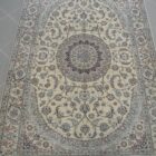 tappeto persiano nain misto seta 6fili da salotto fondo avorio con il medaglione