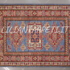 Scendiletti orientali kazak azzurri disegno geometrico 90x60 cm