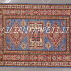 Scendiletti orientali kazak azzurri disegno geometrico 90x60 cm
