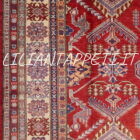 tappeto orientale kazak da sala fondo rosso in lana 254x184 cm