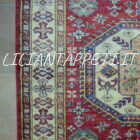 tappeto orientale kazak da salotto fondo rosso in lana 167x118 cm