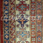 tappeto orientale kazak da sala fondo rosso in lana 263x178 cm
