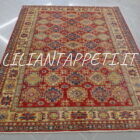 tappeto orientale kazak da sala fondo rosso 231x180 cm