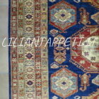 tappeto moderno kazak fondo blu da salotto in lana 222x164 cm