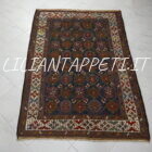 tappeto persiano Veramin khaki antico disegno mina khani fondo blu tutto lana 190x132 cm