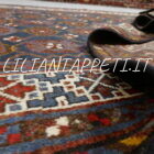 tappeto persiano Veramin khaki antico disegno mina khani fondo blu tutto lana 190x132 cm