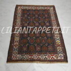tappeto persiano Veramin khaki antico disegno mina khani fondo blu tutto lana 190x132 cm