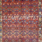 Tappeto persiano Curdo antico fondo rosso tutto lana disegno minuto 176x126 cm