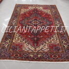 tappeto persiano Heriz da sala geometrico fondo rosso 295x202 cm in lana