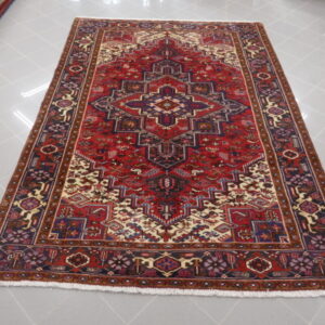 tappeto persiano Heriz da sala geometrico fondo rosso