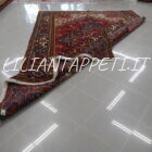 tappeto persiano Heriz da sala geometrico fondo rosso 295x202 cm in lana