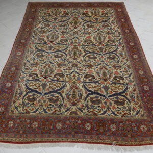 antico tappeto persiano isfahan senza il medaglione fondo avorio da salotto
