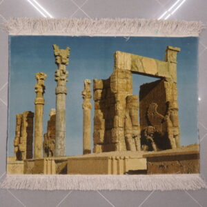 tappeto tabriz persiano figurativo che presenta persepoli in persia meridionale