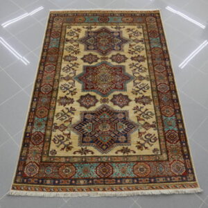 tappeto orientale afghano kazak fondo avorio da salotto