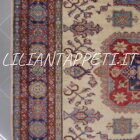 tappeto orientale afghano kazak da sala fondo avorio 300x201 cm in lana