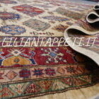 tappeto orientale afghano kazak da sala fondo avorio 295x197 cm in lana