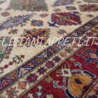 tappeto orientale afghano kazak da sala fondo avorio 295x197 cm in lana