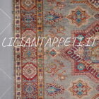 tappeto orientale afghano kazak fondo grigio sabbia in lana 188x115 cm