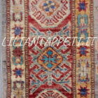 tappeto orientale afghano kazak fondo grigio sabbia in lana 188x115 cm