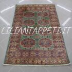 tappeto orientale afghano kazak fondo verde in lana 182x119 cm