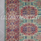 tappeto orientale afghano kazak fondo verde in lana 182x119 cm