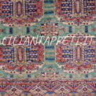 tappeto orientale afghano kazak fondo verde in lana 182x119 cm