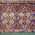 tappeto orientale afghano kazak fondo verde in lana 182x119 cm