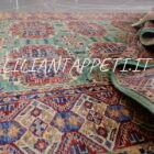 tappeto orientale afghano kazak fondo verde in lana 182x119 cm