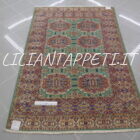 tappeto orientale afghano kazak fondo verde in lana 182x119 cm