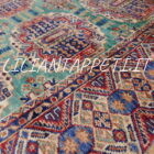 tappeto orientale afghano kazak fondo verde in lana 182x119 cm
