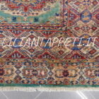 tappeto orientale afghano kazak fondo verde in lana 182x119 cm
