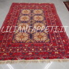 tappeto afghano bukhara turcomanno da salotto rosso blu 283x202 cm in lana