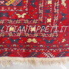 tappeto afghano bukhara turcomanno da salotto rosso blu 283x202 cm in lana