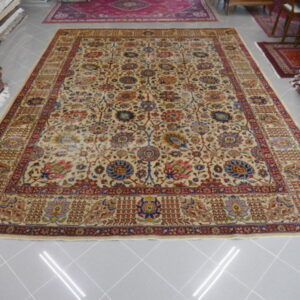 antico tappeto persiano tabriz grande da salotto fondo avorio molto decorativo