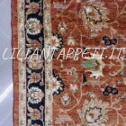 tappeto orientale elegante da salotto fondo rosso marrone in lana 288x208 cm