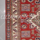 tappeto orientale kazak fondo rosso in lana 150x100 cm