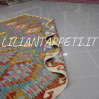 kilim afghano da salotto multicolore in lana 238x187 cm