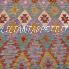 kilim afghano da salotto multicolore in lana 238x187 cm