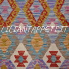 kilim afghano da salotto multicolore in lana 238x187 cm