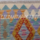 kilim afghano da salotto multicolore in lana 238x187 cm