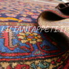 tappeto persiano lilian antico floreale fondo blu 401x173 cm