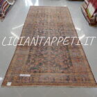 tappeto persiano lilian antico floreale fondo blu 401x173 cm