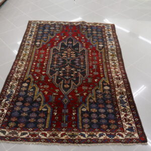 tappeto persiano mazlaghan rosso blu da salotto