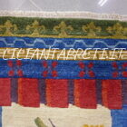 tappeto tibetano ensi fondo avorio con quattro vasi fioriti in lana su cotone 173x91 cm