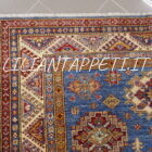 tappeto orientale salotto kazak fondo azzurro in lana 244x166 cm