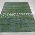 tappeto persiano Gabbeh gashgai fondo verde da salotto lana su lana 220x175 cm