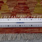 kilim afghano da salotto multicolore giallo arancione lilla in lana 224x181 cm