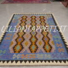 kilim afghano da salotto multicolore in lana 238x174 cm